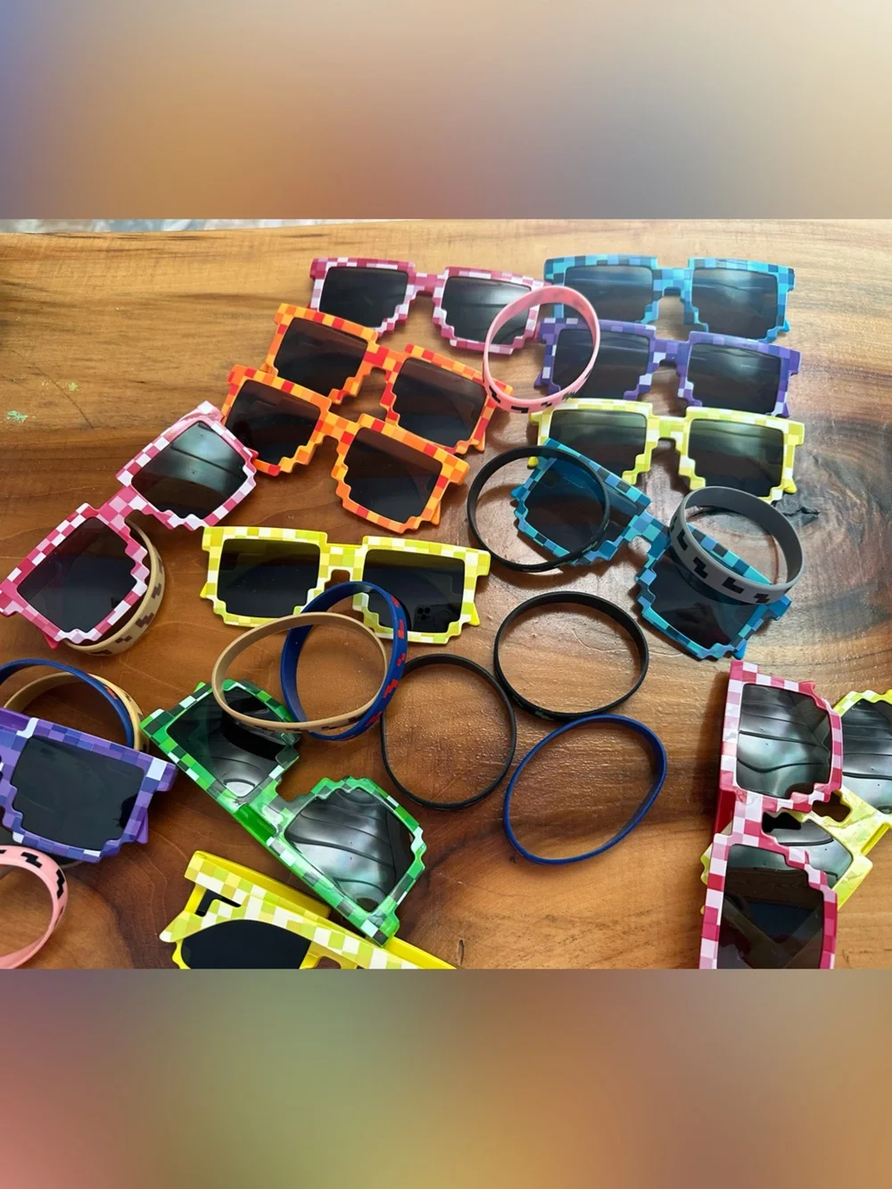 Kids Pixel-Frame Sunglasses with Matchable Bands - Multi Color